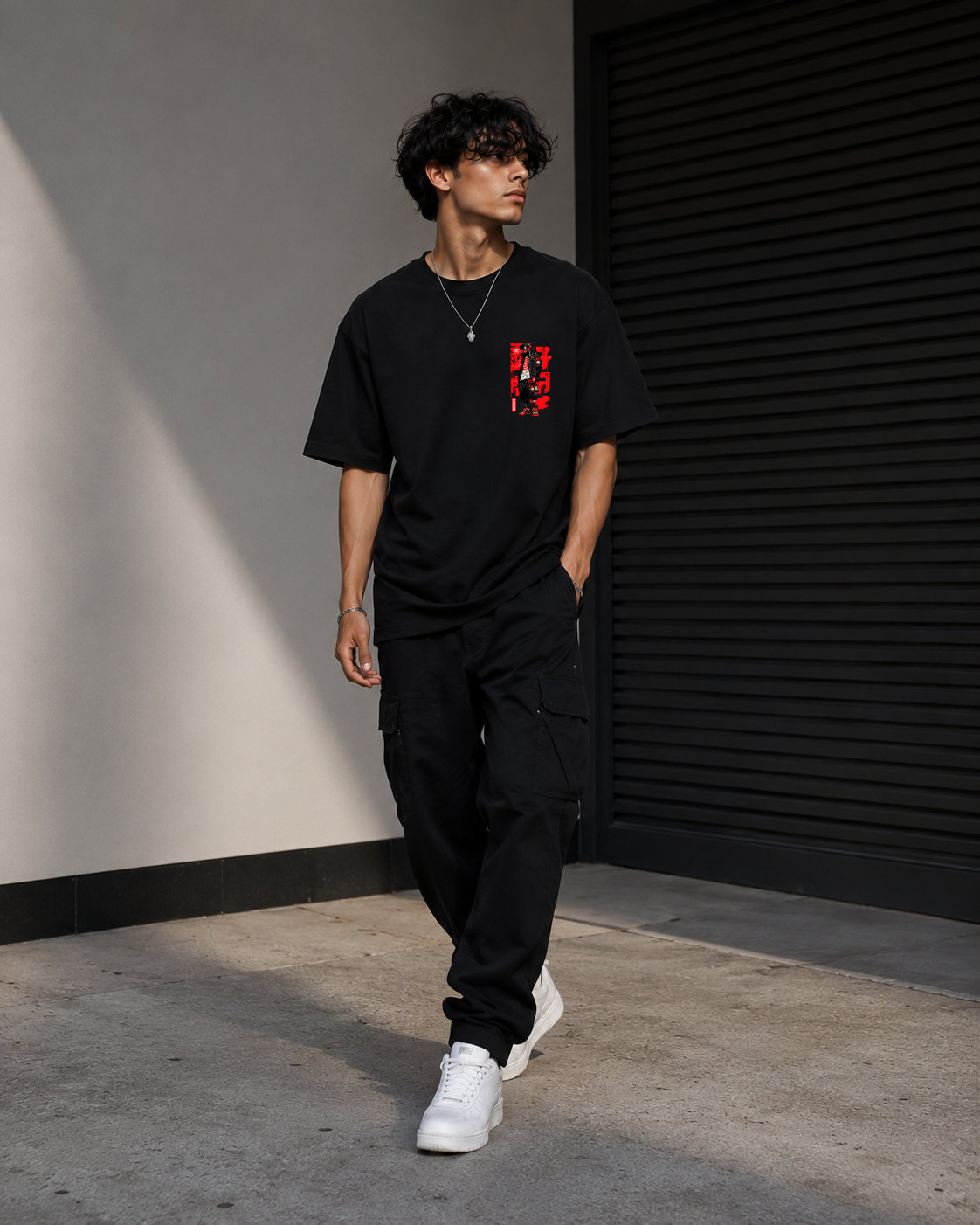 ShutelOne Cyber Ronin Oversized T-Shirt | Premium 220 GSM Cotton Blend | Black