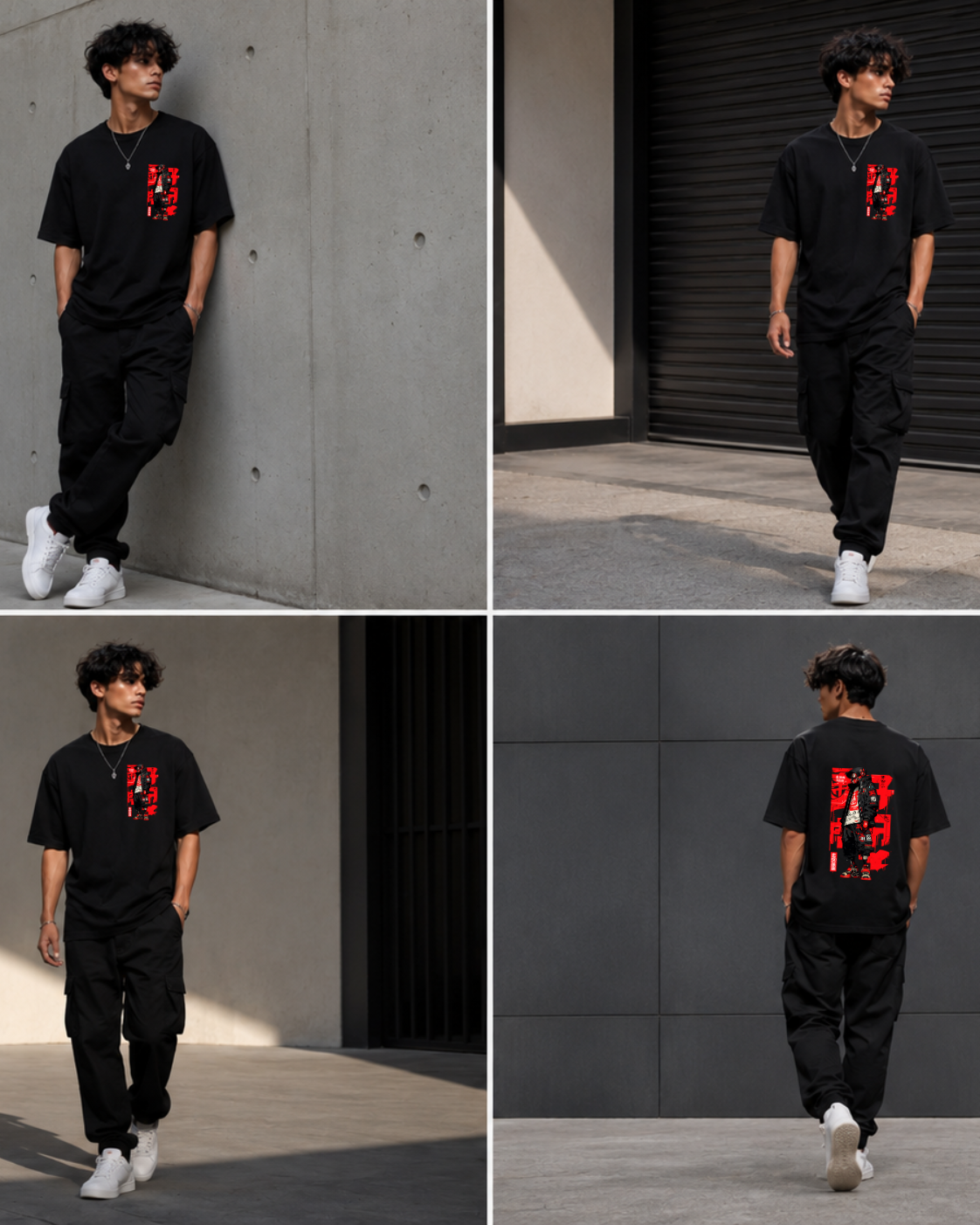 ShutelOne Cyber Ronin Oversized T-Shirt | Premium 220 GSM Cotton Blend | Black