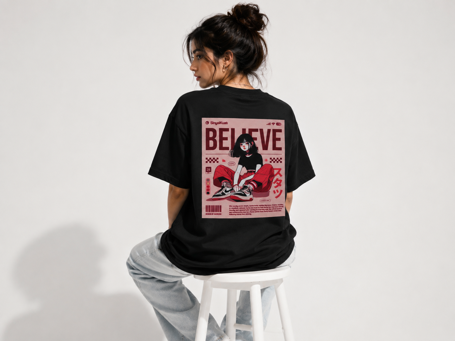 Believe Oversized Anime Graphic T-Shirt – Premium Cotton Streetwear | Unisex Black Tee