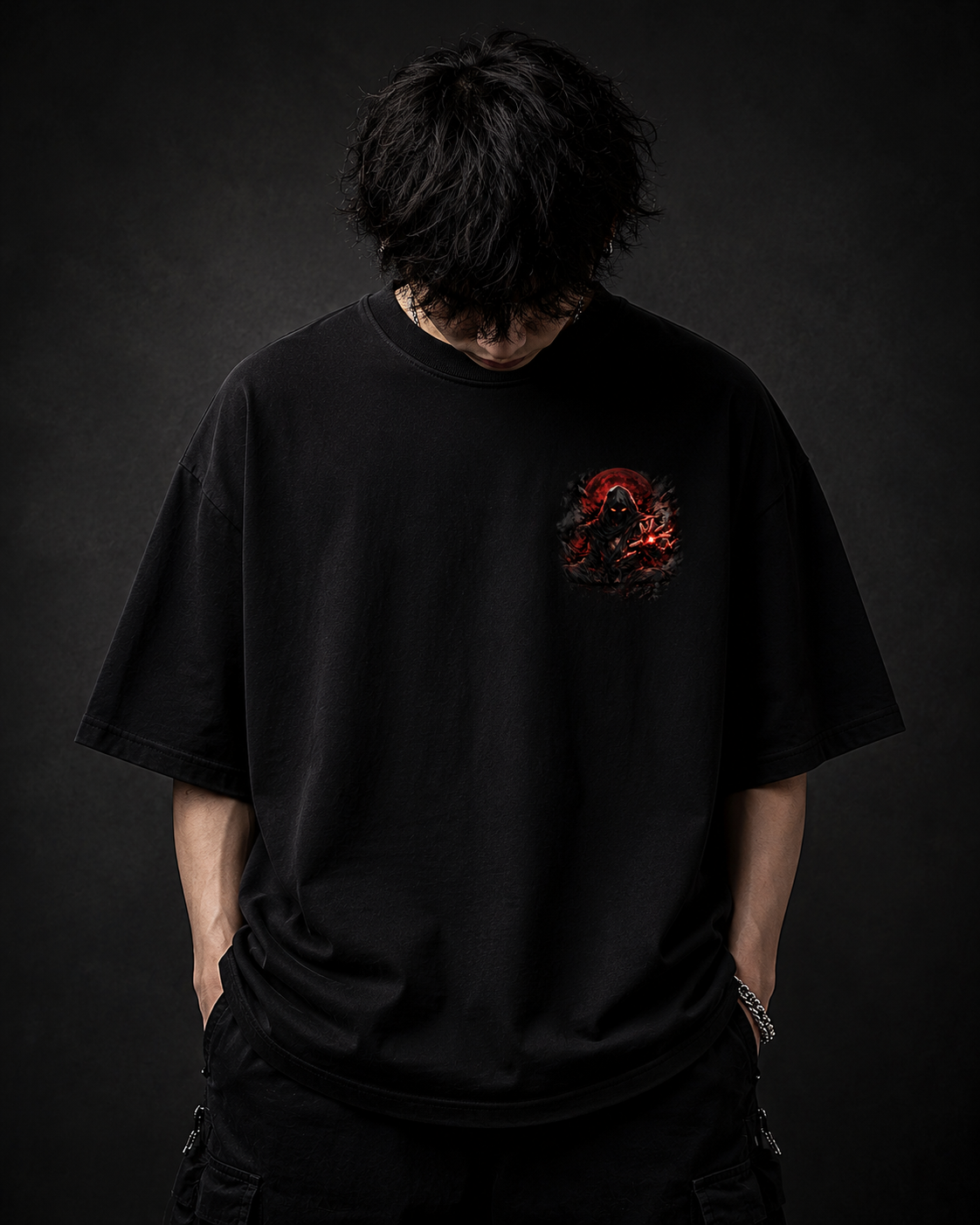 Shadow Monk Oversized Anime T-Shirt – Black Edition