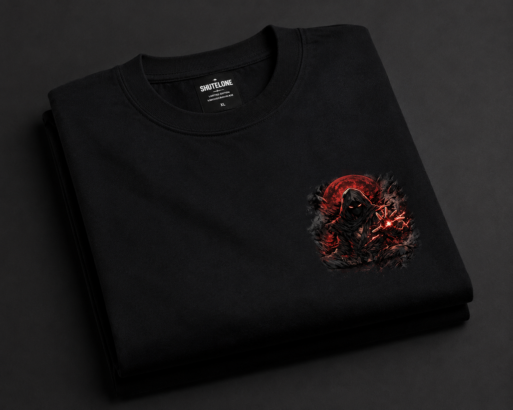 Shadow Monk Oversized Anime T-Shirt – Black Edition
