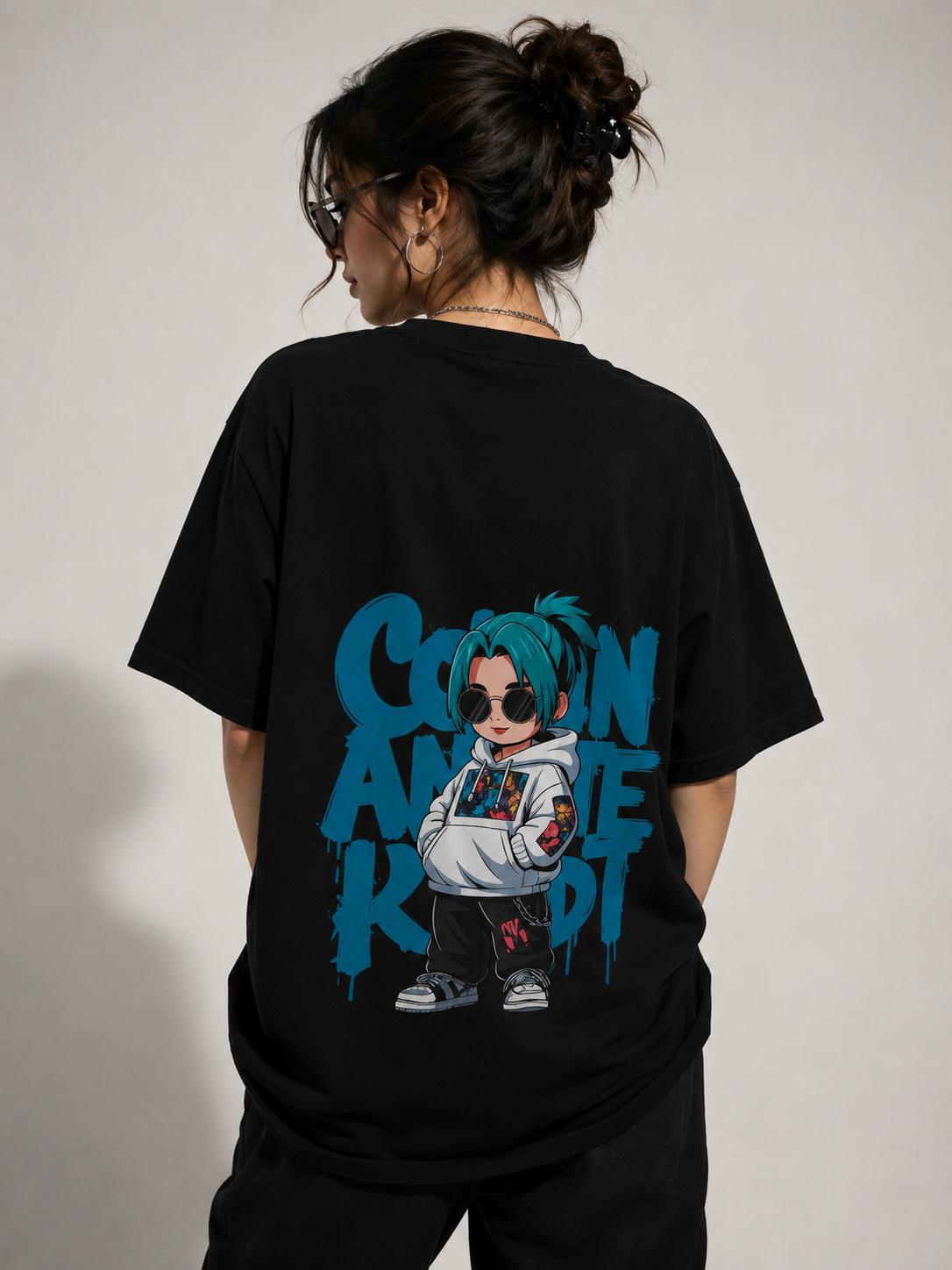 Cool Anime Kid Oversized Graphic T-Shirt – Premium Cotton Streetwear | Black Unisex Tee
