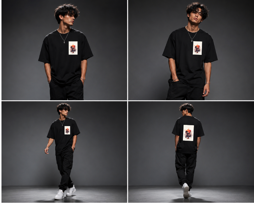 Urban Hooded Hero Oversized Black T-Shirt | Premium Cotton Streetwear Tee