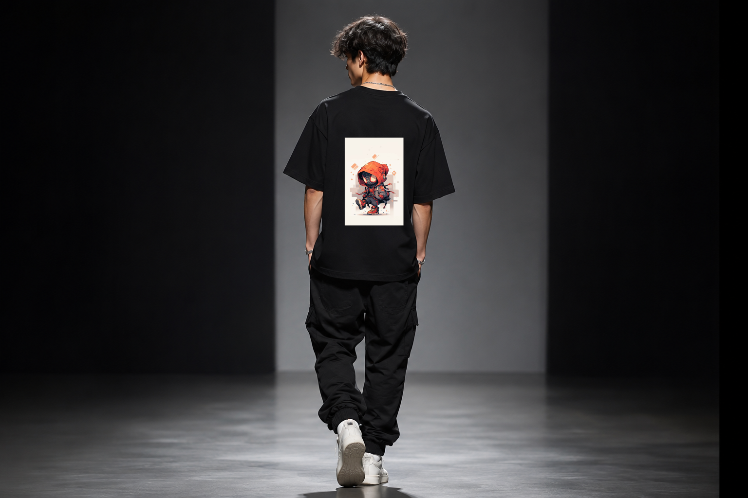 Urban Hooded Hero Oversized Black T-Shirt | Premium Cotton Streetwear Tee